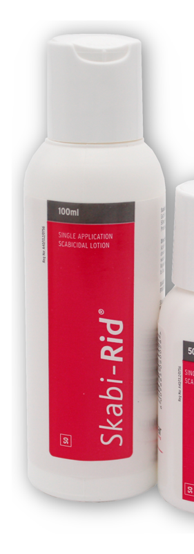 Skabi-Rid 100ml Permethrin 5% lotion bottle for the treatment of scabies